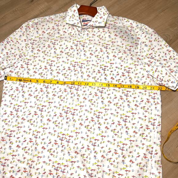 Johnnie-O Hangin' Out Button Down Shirt All Over Print Surf Board Men’s Medium - Picture 4 of 7